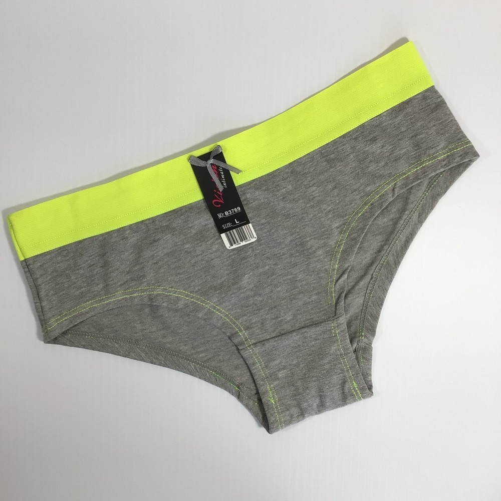 Vision Intimate Yellow and Gray Panties Underwear - Size Large